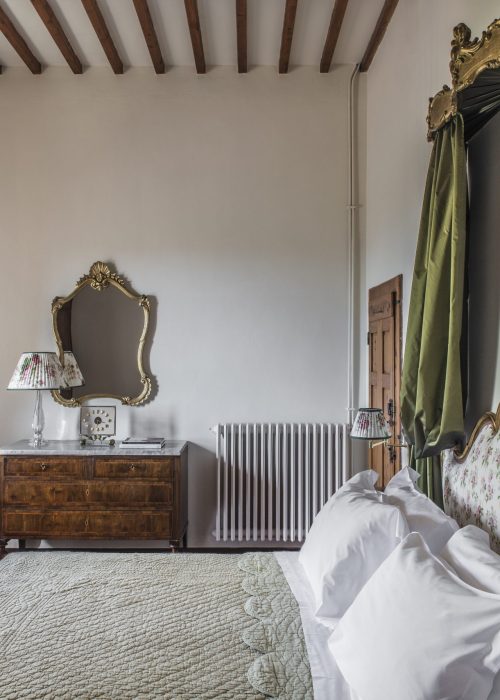 Detail of a bedroom at Villa Piaggia,Montaione